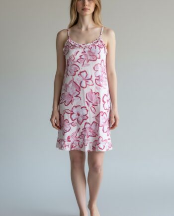 Νυχτικό Εμπριμέ ράντα cotton modal -401115 fuchsia