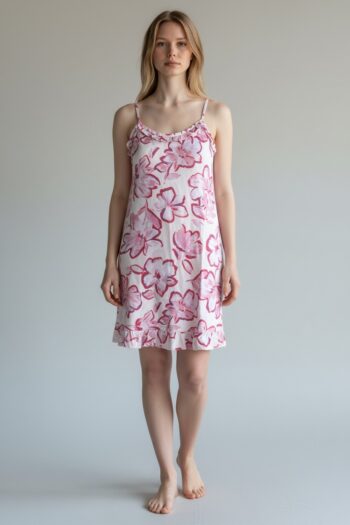 Νυχτικό Εμπριμέ ράντα cotton modal -401115 fuchsia