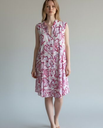 Νυχτικό Εμπριμέ Αμάνικο με κουμπιά cotton modal -401113 fuchsia