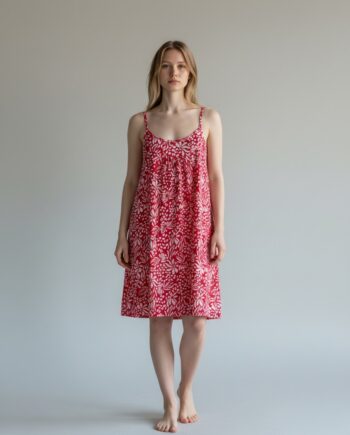 Νυχτικό Εμπριμέ ράντα cotton modal -401111 red
