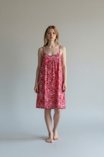 Νυχτικό Εμπριμέ ράντα cotton modal -401111 red