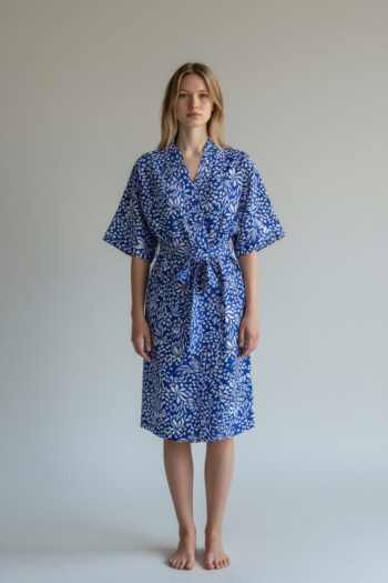 Γυναικεία Ρόμπα cotton/modal Εμπριμέ - 401118 blue