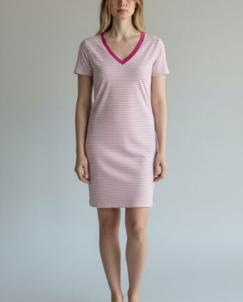Νυχτικό Κοντό μανίκι ριγιέ cotton modal -401117