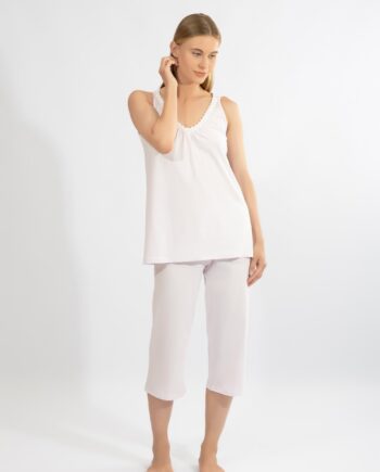 Πιτζάμα Γυναικεία Αμάνικη με βερμούδα cotton modal - 110912 lavender