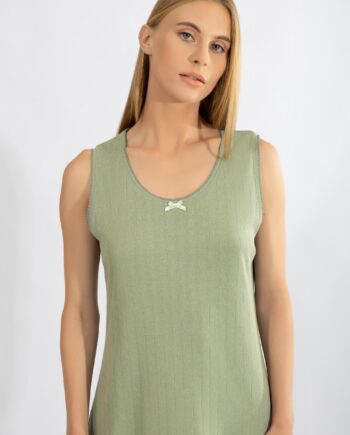 Μπλουζάκι Γυναικείο Rib Αμάνικο cotton modal – 110917 olive