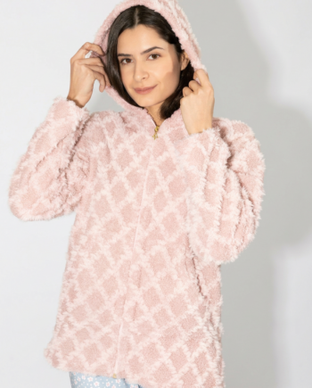 Fleece Ζακάρ Ζακέτα με κουκούλα – 409703 pink