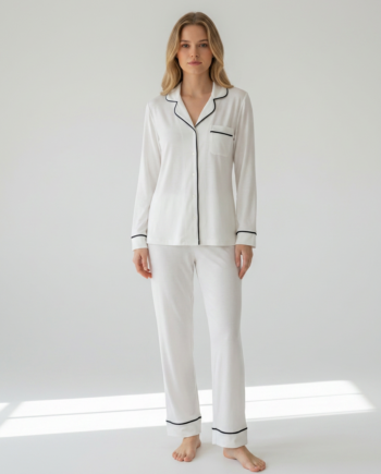 Γυναικεία Πιτζάμα Σακάκι Μονόχρωμη 50% modal 50% cotton - 111901 - OFF WHITE