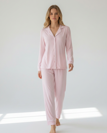Γυναικεία Πιτζάμα Σακάκι Μονόχρωμη 50% modal 50% cotton - 111901 - PINK