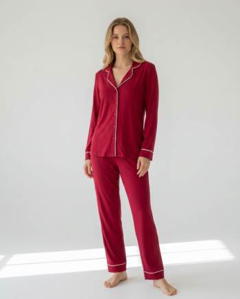 Γυναικεία Πιτζάμα Σακάκι Μονόχρωμη 50% modal 50% cotton - 111901 - WINE