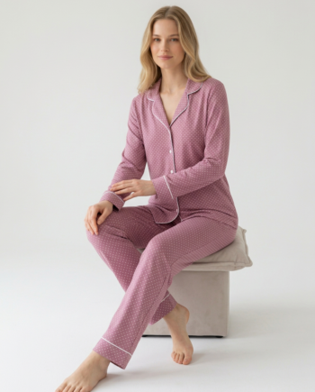 Γυναικεία Πιτζάμα Σακάκι πουά 50% modal 50% cotton – 111902 - MAGENTA