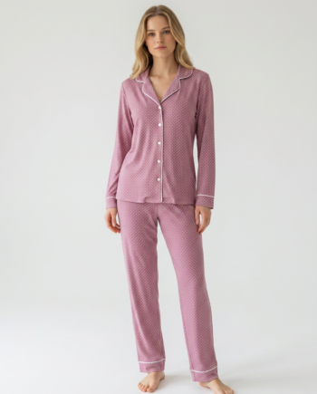 Γυναικεία Πιτζάμα Σακάκι πουά 50% modal 50% cotton – 111902 - MAGENTA