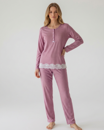 Γυναικεία Πιτζάμα πατιλέτα πουά 50% modal 50% cotton – 111903 - MAGENTA
