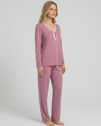 Γυναικεία Πιτζάμα Βε πουά 50% modal 50% cotton – 111904 - MAGENTA