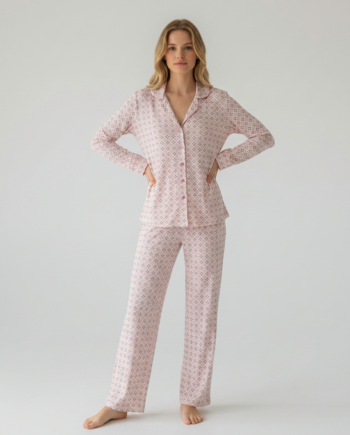 Γυναικεία Πιτζάμα Σακάκι Geometric print 50% modal 50% cotton - 111907