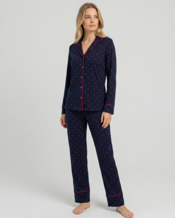 Γυναικεία Πιτζάμα Σακάκι καρδούλα 50% modal 50% cotton- 111908 - BLUE