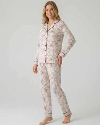 Γυναικεία Πιτζάμα Σακάκι Orchid print 100% cotton- 111910 - ROTTEN APPLE