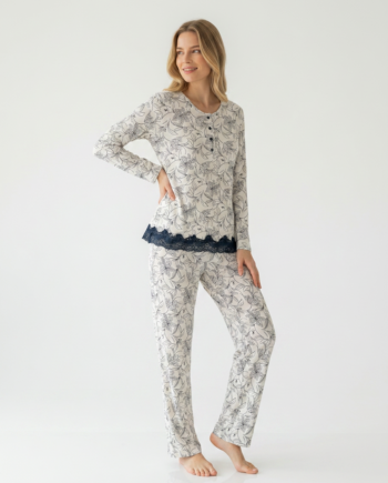 Γυναικεία Πιτζάμα πατιλέτα Orchid print 100% cotton – 111911 - BLACK