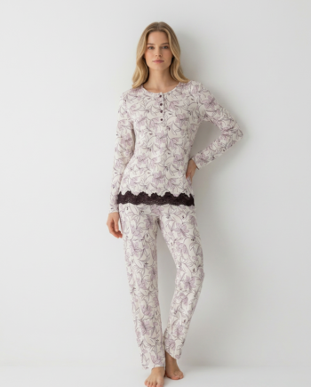 Γυναικεία Πιτζάμα πατιλέτα Orchid print 100% cotton – 111911 - ROTTEN APPLE