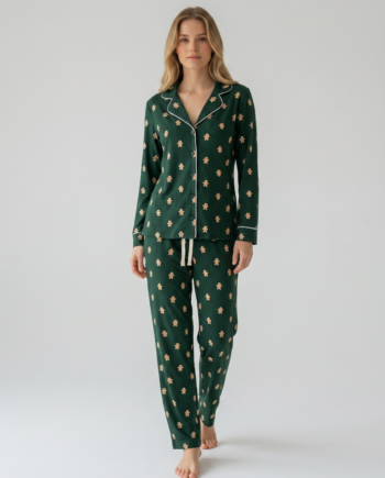 Γυναικεία Πιτζάμα Σακάκι Cookies 100% cotton – 111915 - GREEN