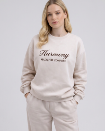 Γυναικείο Φούτερ λαιμόκοψη με Κέντημα 65% cotton 35% pes- 111929 - BEIGE