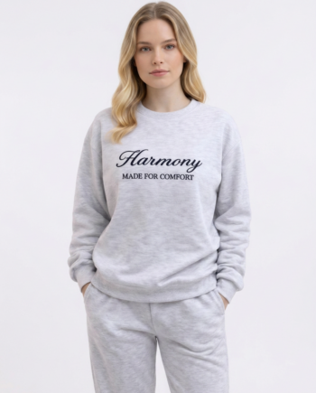 Γυναικείο Φούτερ λαιμόκοψη με Κέντημα 65% cotton 35% pes- 111929 - GREY MEL