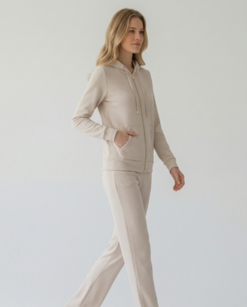Γυναικεία Ζακέτα Φούτερ με Κέντημα 65% cotton 35% pes – 111930 - BEIGE