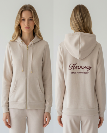 Γυναικεία Ζακέτα Φούτερ με Κέντημα 65% cotton 35% pes – 111930 - BEIGE