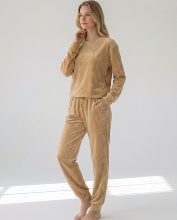 Γυναικεία Πιτζάμα Soft Velour HARMOONY 94% pes 6% el – 111933 - GOLD