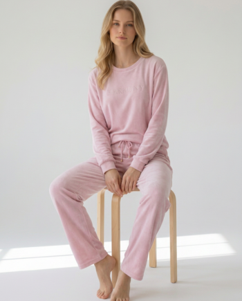 Γυναικεία Πιτζάμα Soft Velour HARMOONY 94% pes 6% el – 111933 - BABY PINK