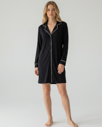 Νυχτικό σακάκι Μονόχρωμο 50% modal 50% cotton – 311801 - BLACK