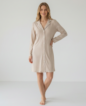 Νυχτικό σακάκι πουά 50% modal 50% cotton  – 311802 - BEIGE