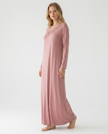 Νυχτικό maxi με Λοξή Δαντέλα  50% modal 50% cotton – 311808 - COCOA