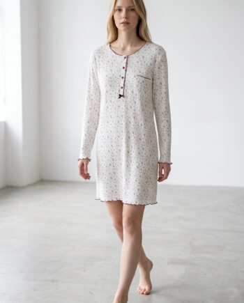 Νυχτικό Rib ανθάκι με πατιλέτα 100%cotton  – 311815