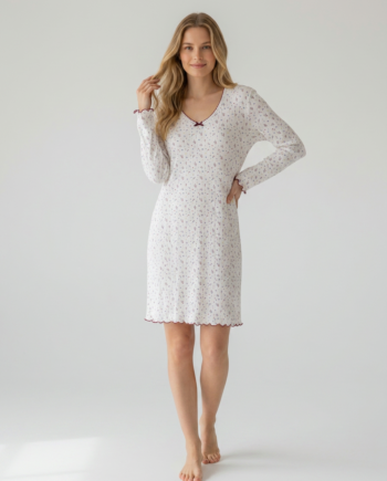 Νυχτικό Rib  ανθάκι ΒΕ 100%cotton – 311816