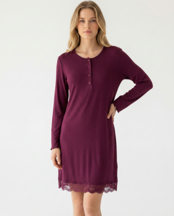 Νυχτικό με πατιλέτα και Δαντέλα  90%micromodal 10% elastan – 311817 - BURGUNDY