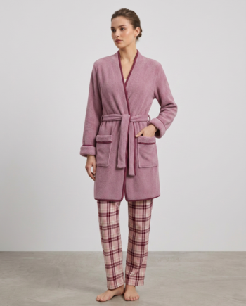Ρόμπα  Fleece midi Σταυρωτή Rib με τσέπες 100%pes – 411701 - ROTTEN APPLE