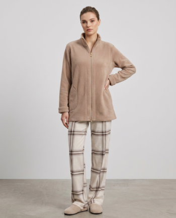 Ζακέτα Fleece midi Rib 100%pes – 411702 - BEIGE