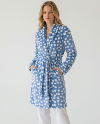 Ρόμπα  Fleece midi Σταυρωτή πουά 100%pes – 411705 - BLUE