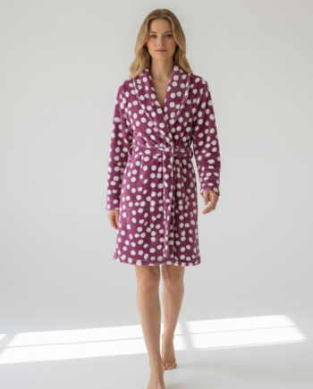 Ρόμπα  Fleece midi Σταυρωτή πουά 100%pes – 411705 - MAGENTA