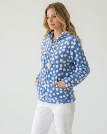 Ζακέτα Fleece με κουκούλα πουά 100%pes – 411706 - BLUE
