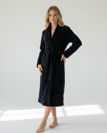 Ρόμπα  Fleece maxi  Μονόχρωμη 100% pes  – 411708 - BLACK