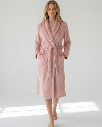 Ρόμπα  Fleece maxi  Μονόχρωμη 100% pes  – 411708 - DUSTY PINK