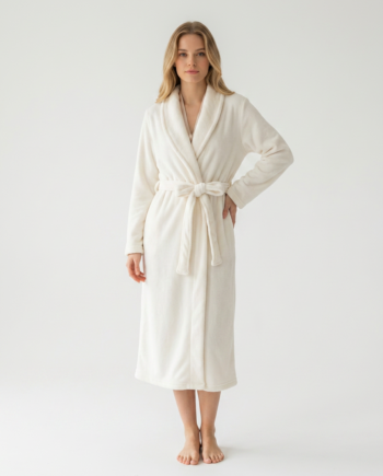 Ρόμπα  Fleece maxi  Μονόχρωμη 100% pes  – 411708 - OFF WHITE