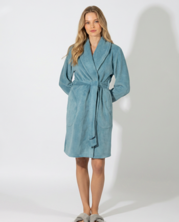 Ρόμπα  Fleece midi Σταυρωτή Μονόχρωμη 100% pes – 411709 - PETROL
