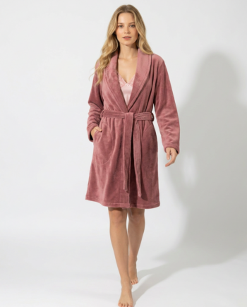 Ρόμπα  Fleece midi Σταυρωτή Μονόχρωμη 100% pes – 411709 - ROTTEN APPLE