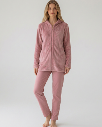 Ζακέτα Fleece  Μονόχρωμη 100% pes – 411710 - DUSTY PINK