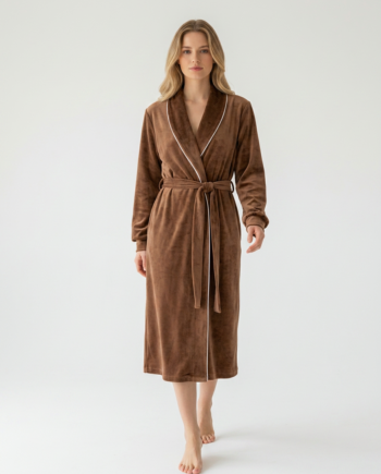 Ρόμπα Soft Velour maxi Σταυρωτή 94% pes 6% el – 411712 - BROWN