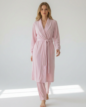 Ρόμπα Soft Velour maxi Σταυρωτή 94% pes 6% el – 411712 - BABY PINK