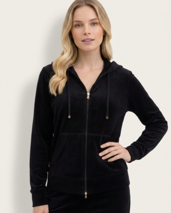 Ζακέτα Βελουτέ με κουκούλα  80%cotton 20% pes – 511604 - BLACK