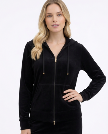 Ζακέτα Βελουτέ με κουκούλα  80%cotton 20% pes – 511604 - BLACK